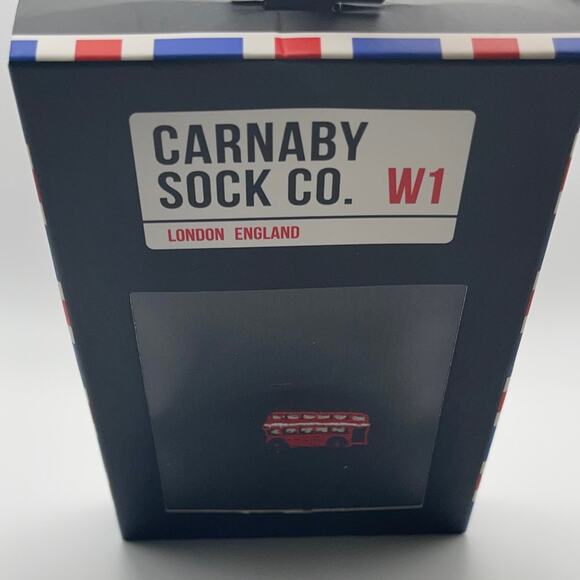 Carnaby Sock Co. London England Double Decker Bus Men's Socks 1 Pair Gift Box - Picture 3 of 4